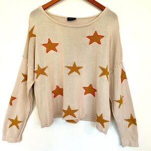 Star Patterned Beige Sweater